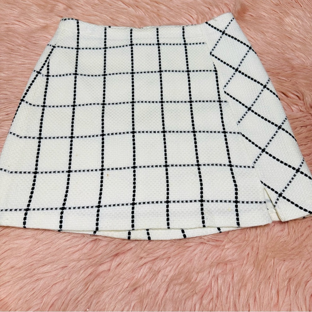 Cato Black and White Checkered Mini Skirt